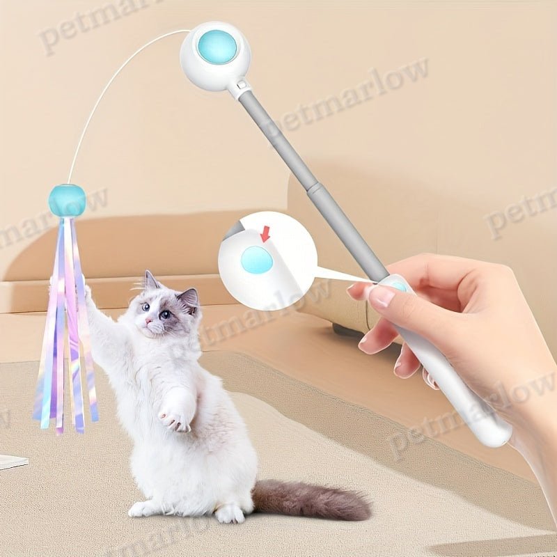 Cat Teaser Stick, Retractable Cat Wand With Replacement Head, Cat Feather Toy, Cat Interactive Toy For – view 4