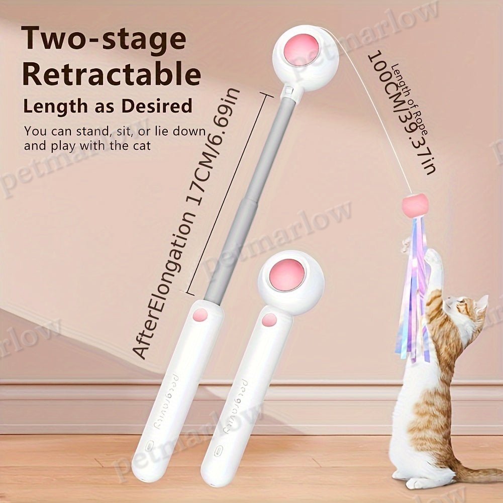 Cat Teaser Stick, Retractable Cat Wand With Replacement Head, Cat Feather Toy, Cat Interactive Toy For – view 5