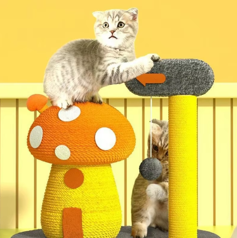 Cat Toys Bird or Mushroom-Shaped Cat Tree - Interactive Play Station for Cats