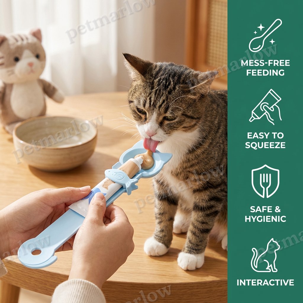 Cat Treat Spoon Feeder – Lickable Wet Food Dispenser with Long Handle – view 6