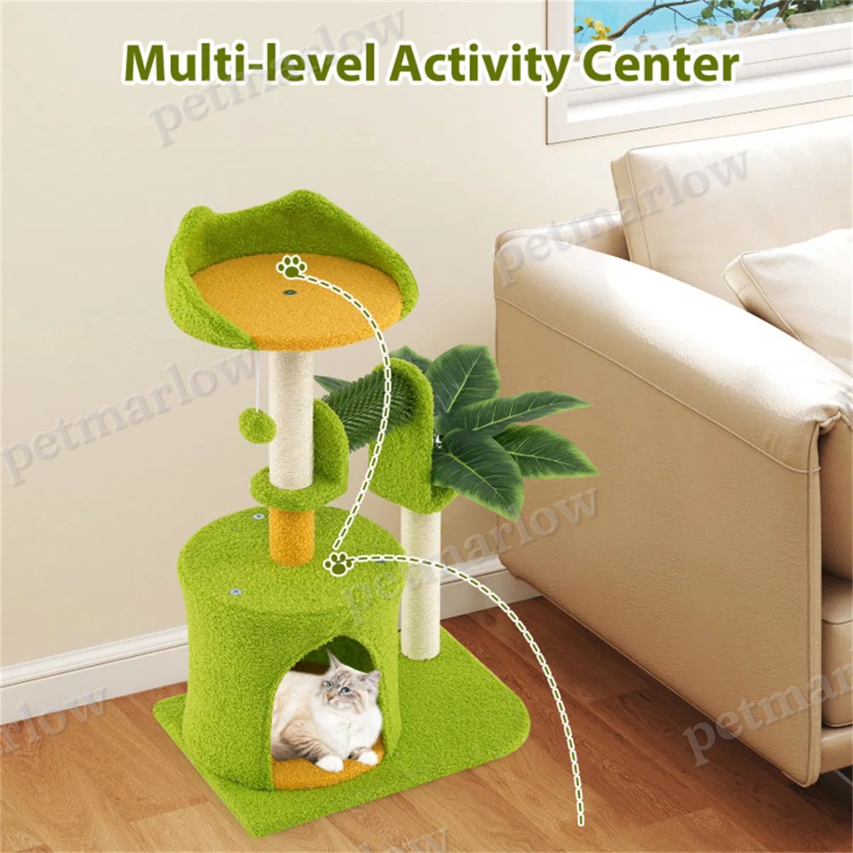Cat Tree with Self-Groomer and Scratching Posts – view 6