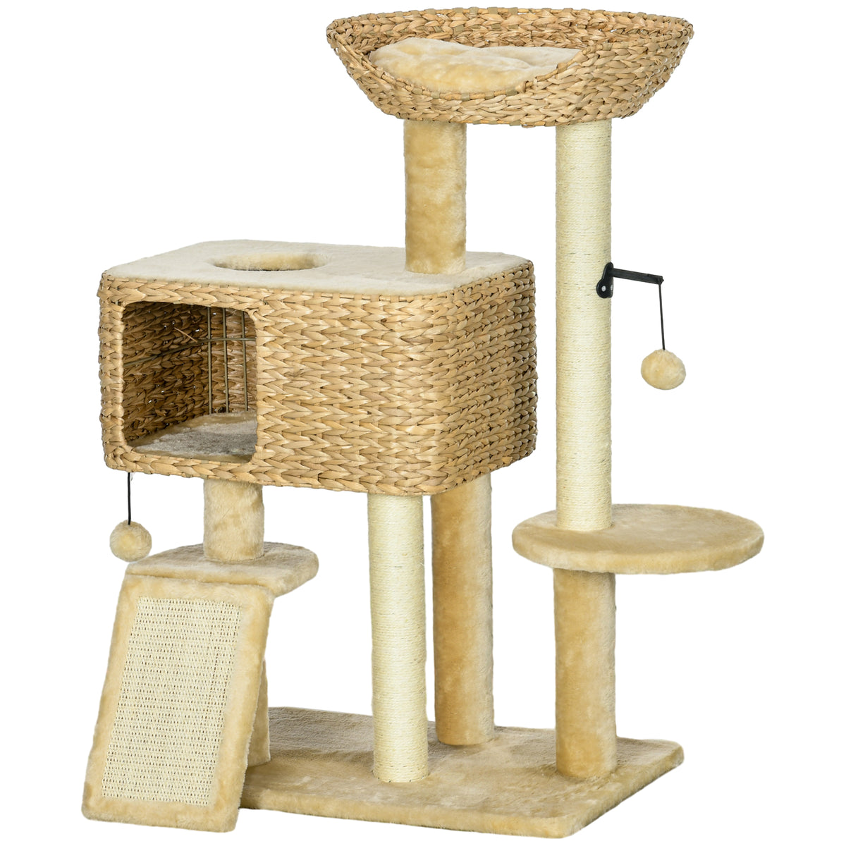 Indoor Cat Tree with Scratching Posts – Beige / 610x430x430 mm