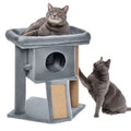 Small Cat Tower with Scratching Post – Light Grey