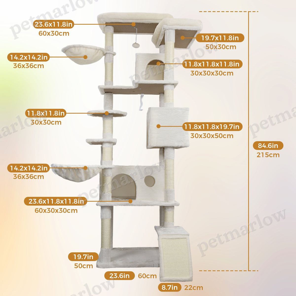 Cat Tree Tower with Large Condo and Hammock – view 4
