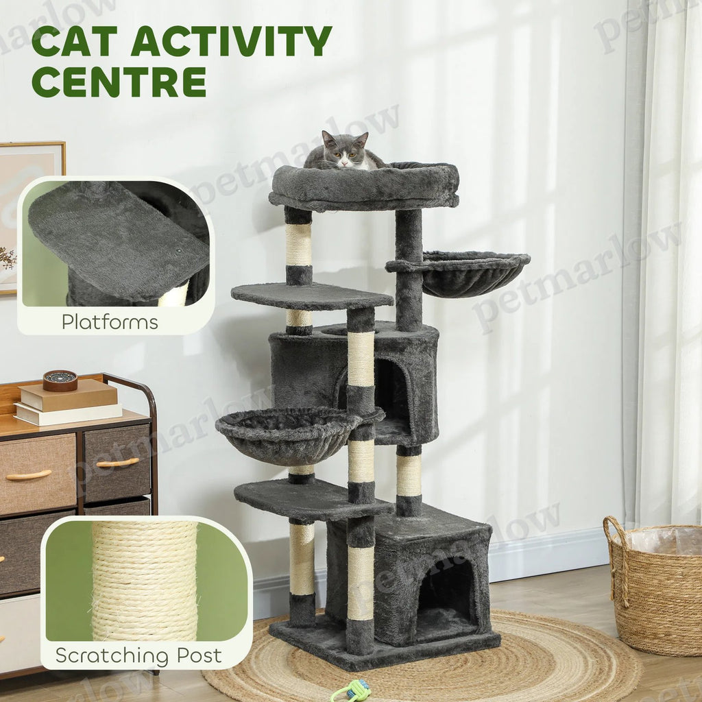 Cat Tree Tower with Scratching Posts and Hammocks – view 3