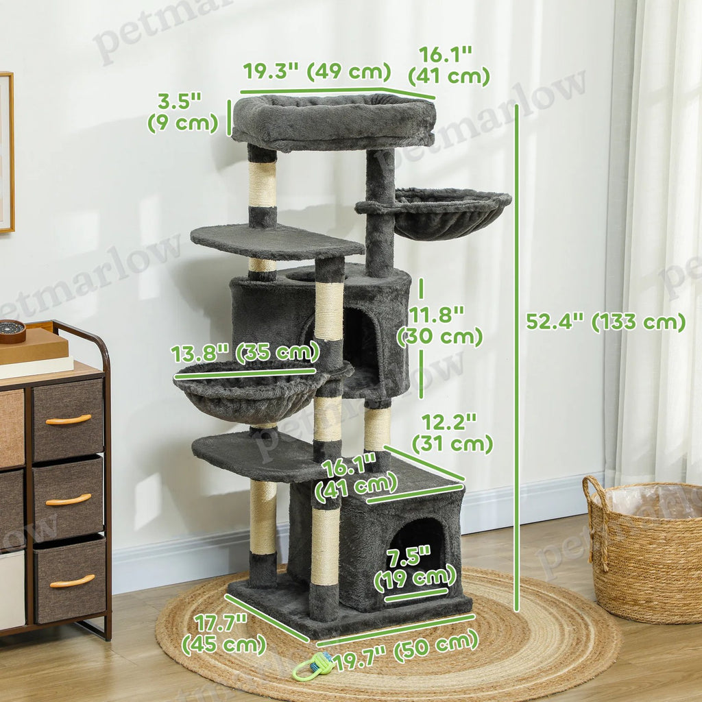 Cat Tree Tower with Scratching Posts and Hammocks – view 6