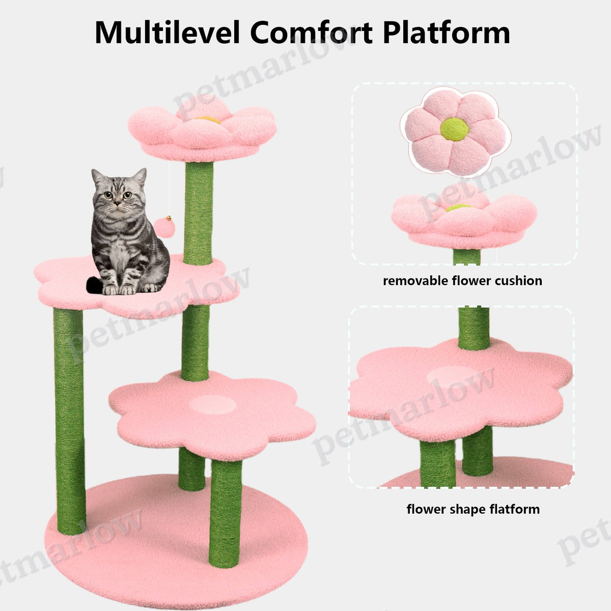 Cat Tree with Cozy Perch and Scratching Posts – view 2