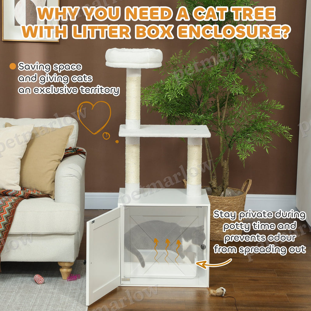 Cat Tree with Litter Box Enclosure and Climbing Platforms – view 3