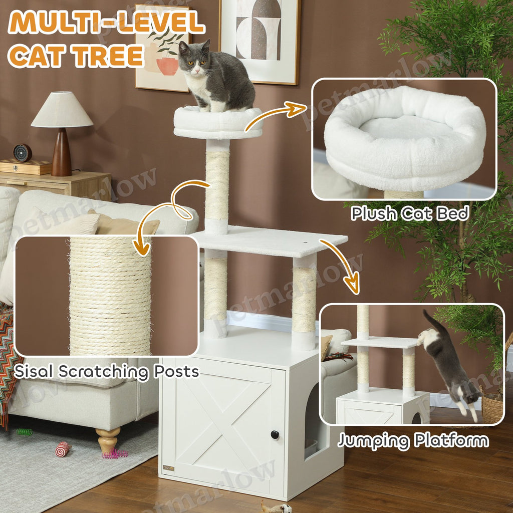 Cat Tree with Litter Box Enclosure and Climbing Platforms – view 4
