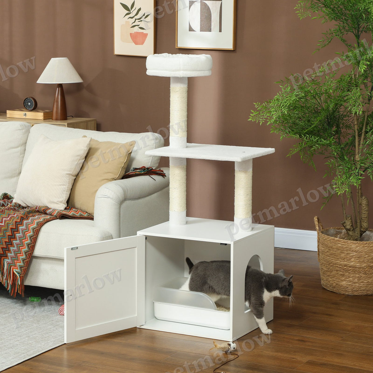 Cat Tree with Litter Box Enclosure and Climbing Platforms – view 5