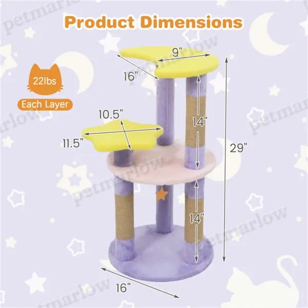 Cat Tree with Moon & Star Platforms for Kittens and Adults – view 6