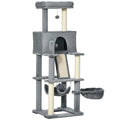 Cat Tree with Multi-Level Design and Scratching Posts – Grey