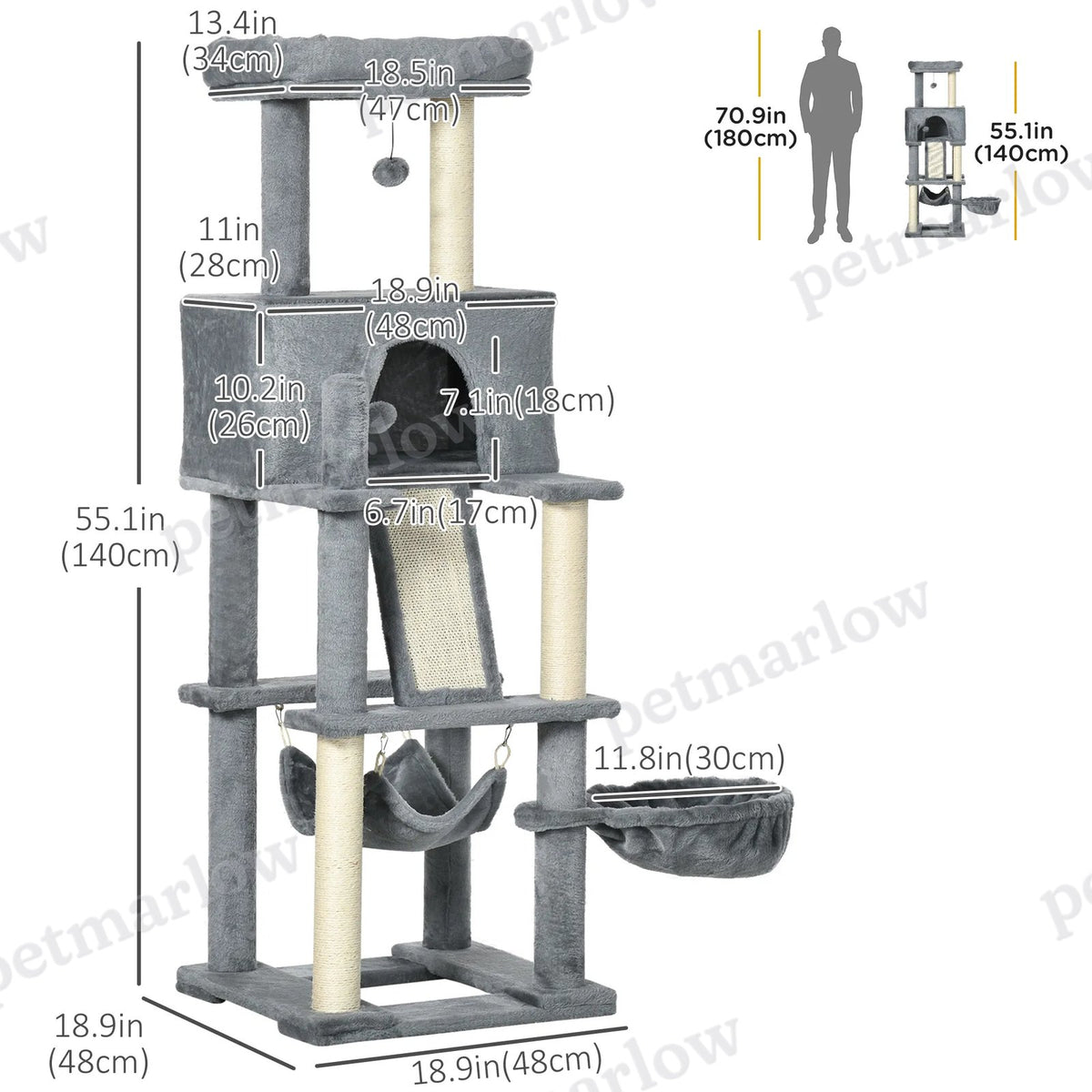 Cat Tree with Multi-Level Design and Scratching Posts – view 6
