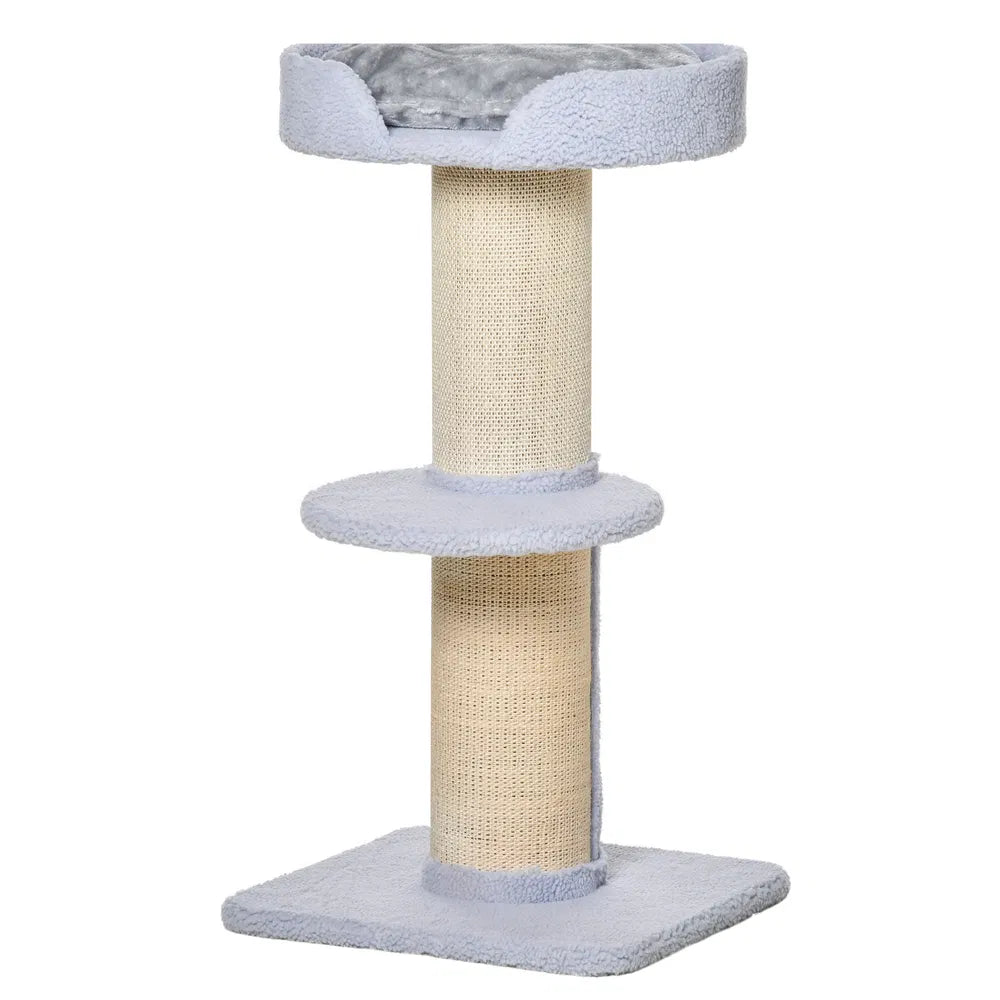 Cat Tree with Scratching Post and Cozy Bed for Cats – Light Blue