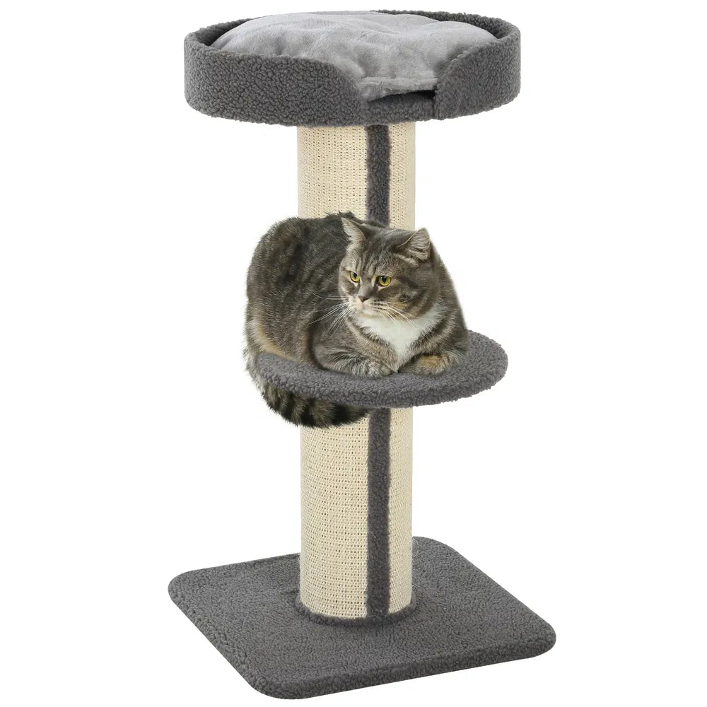 Cat Tree with Scratching Post and Cozy Bed for Cats – Grey