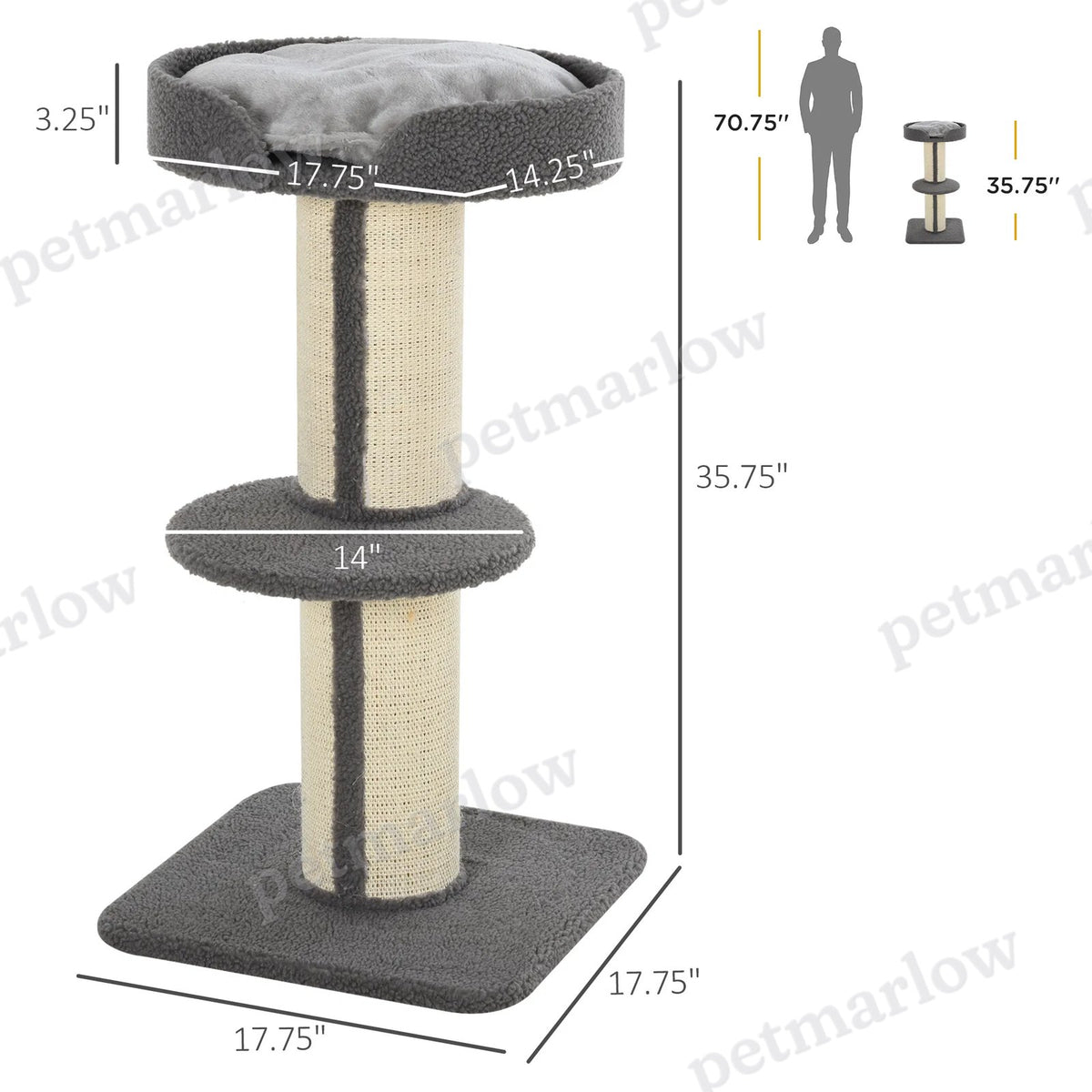 Cat Tree with Scratching Post and Cozy Bed for Cats – view 4