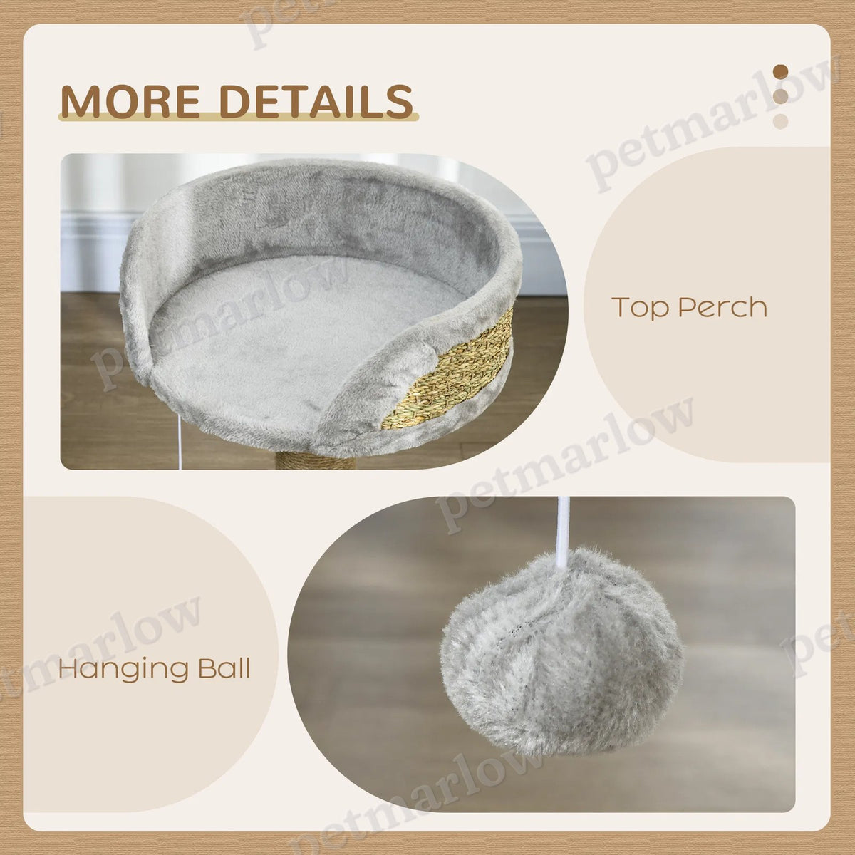 Cat Tree with Scratching Post and Perch for Indoor Cats – view 3