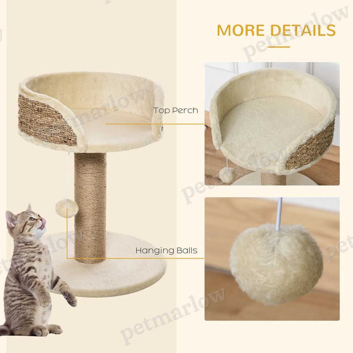 Small Cat Tower with Scratching Post and Toy – view 3