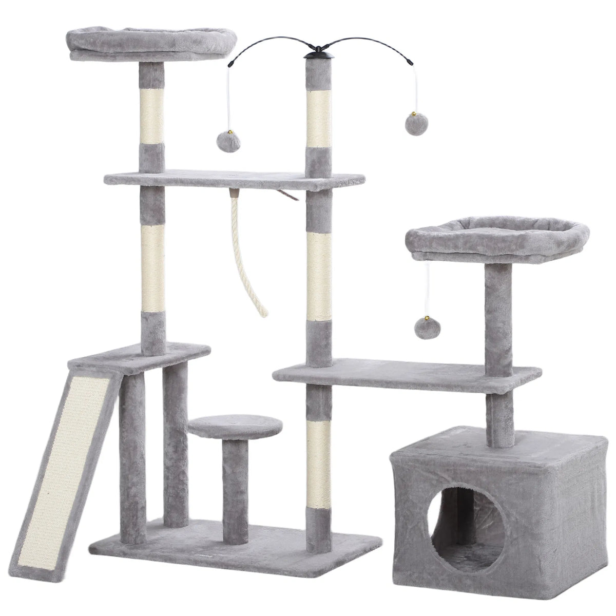Cat Tree with Scratching Posts and Cozy Beds for Indoor Cats