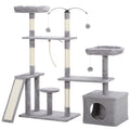 Cat Tree with Scratching Posts and Cozy Beds for Indoor Cats – Light Grey