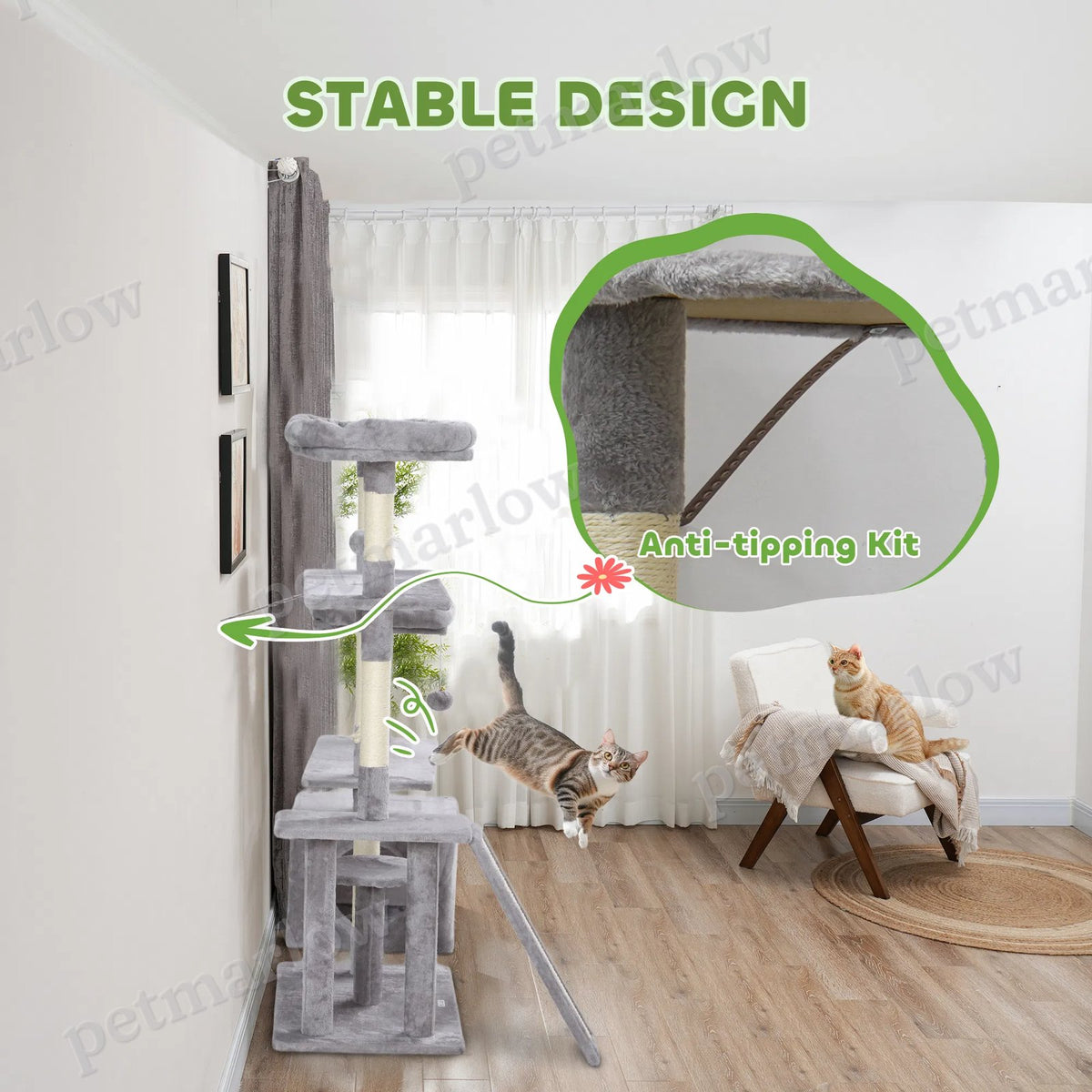 Cat Tree with Scratching Posts and Cozy Beds for Indoor Cats – view 3