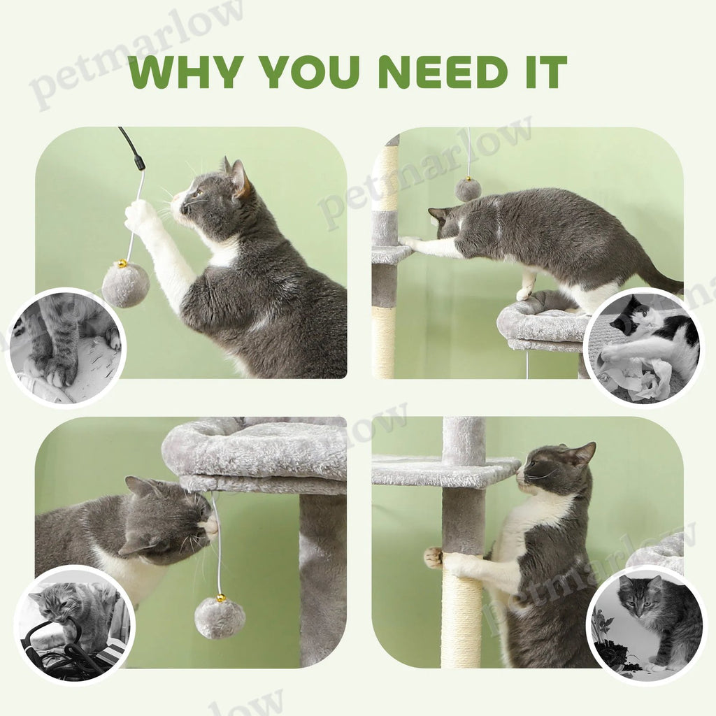 Cat Tree with Scratching Posts and Cozy Beds for Indoor Cats – view 4
