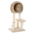 Cat Tree with Scratching Post and Condo – Beige / 500x410x410 mm