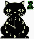 Cat Wall Clock Night Light – Black