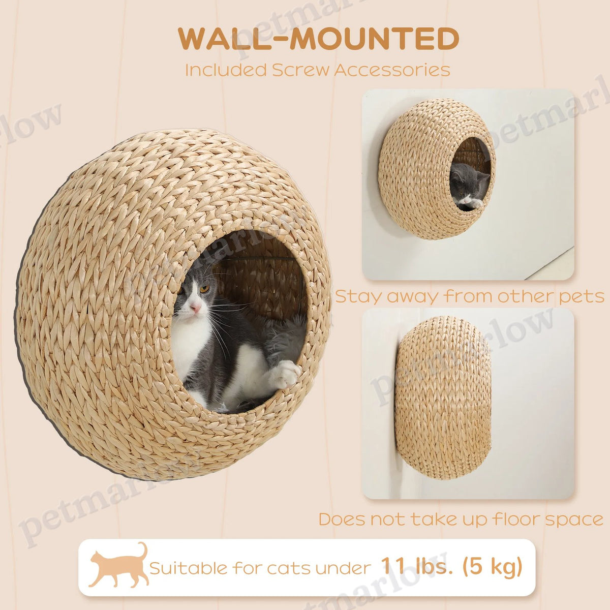 Wall Mounted Cat Shelf with Washable Cushion – view 4