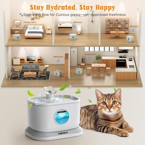 Cat Water Fountain & 4 Packs Replacement Filters – view 8