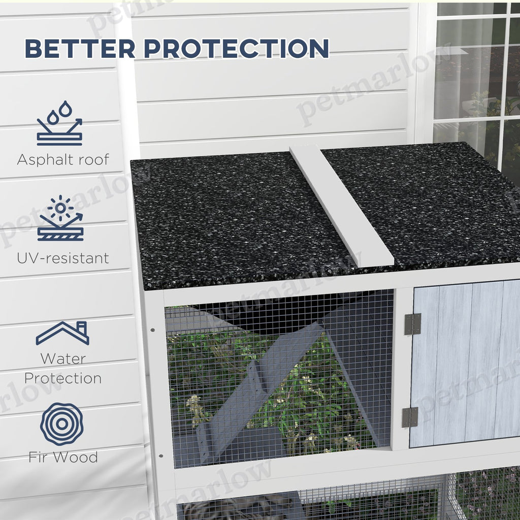 Catio, Outdoor Cat Enclosure House on Wheels with Hammock, Gray – view 5