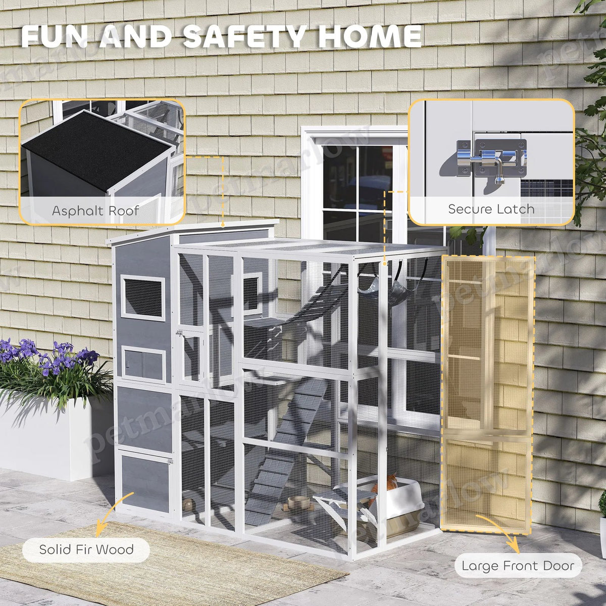 Catio Outdoor Cat Enclosure with Condo and Hammock for 2-3 Cats – view 4
