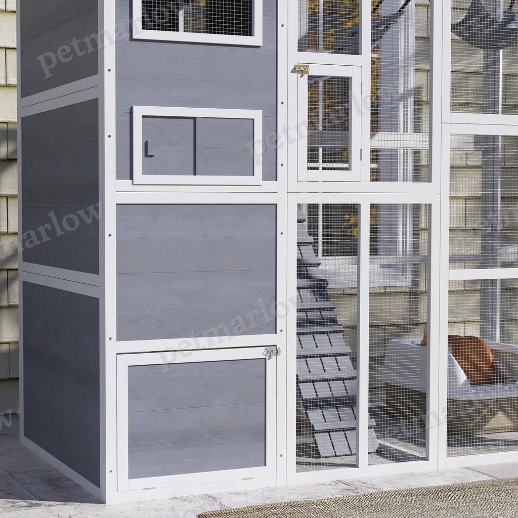 Catio Outdoor Cat Enclosure with Condo and Hammock for 2-3 Cats – view 5