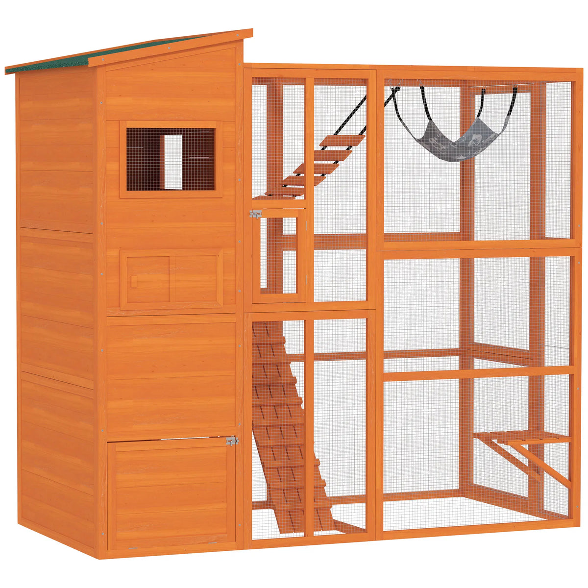 Catio Outdoor Cat Enclosure with Condo, Platforms, and Hammock