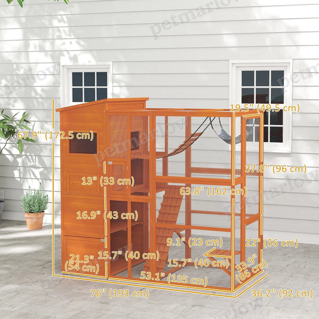 Catio Outdoor Cat Enclosure with Condo, Platforms, and Hammock – view 3