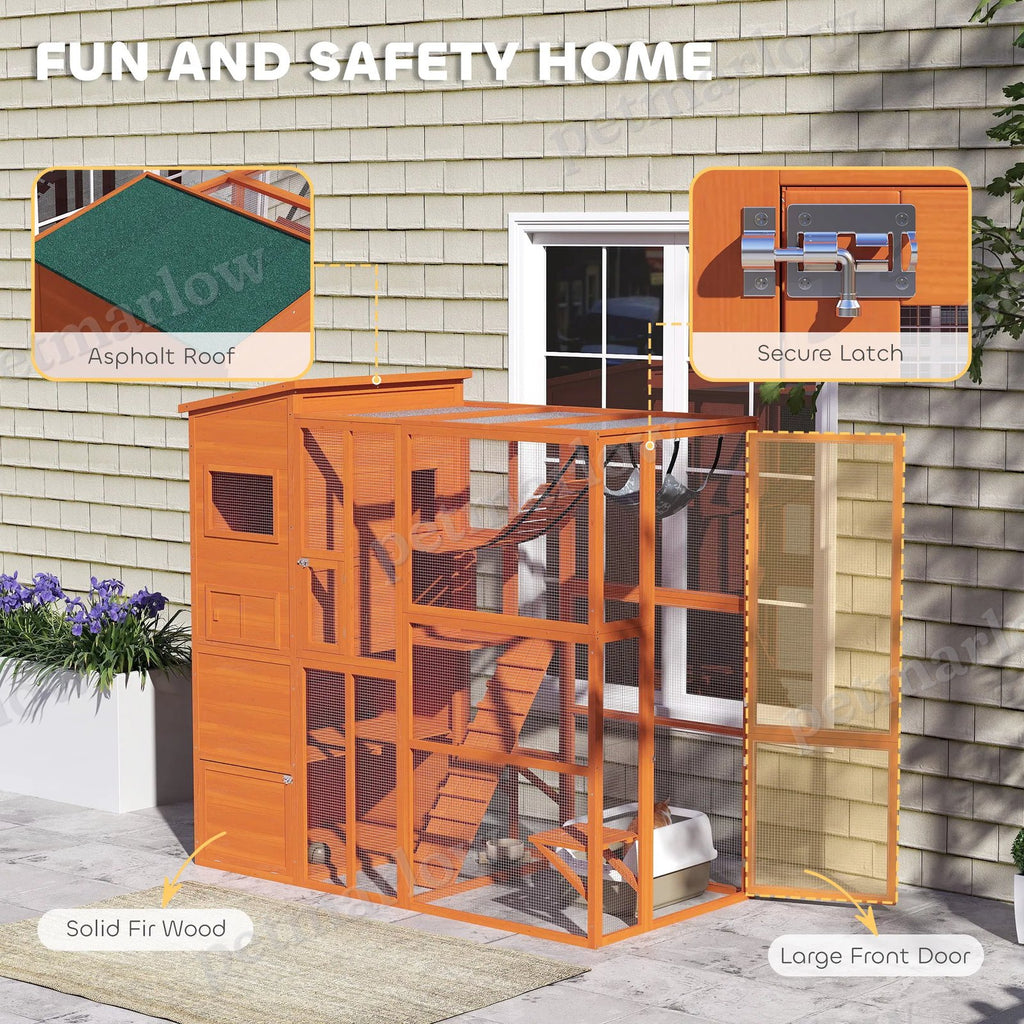 Catio Outdoor Cat Enclosure with Condo, Platforms, and Hammock – view 6