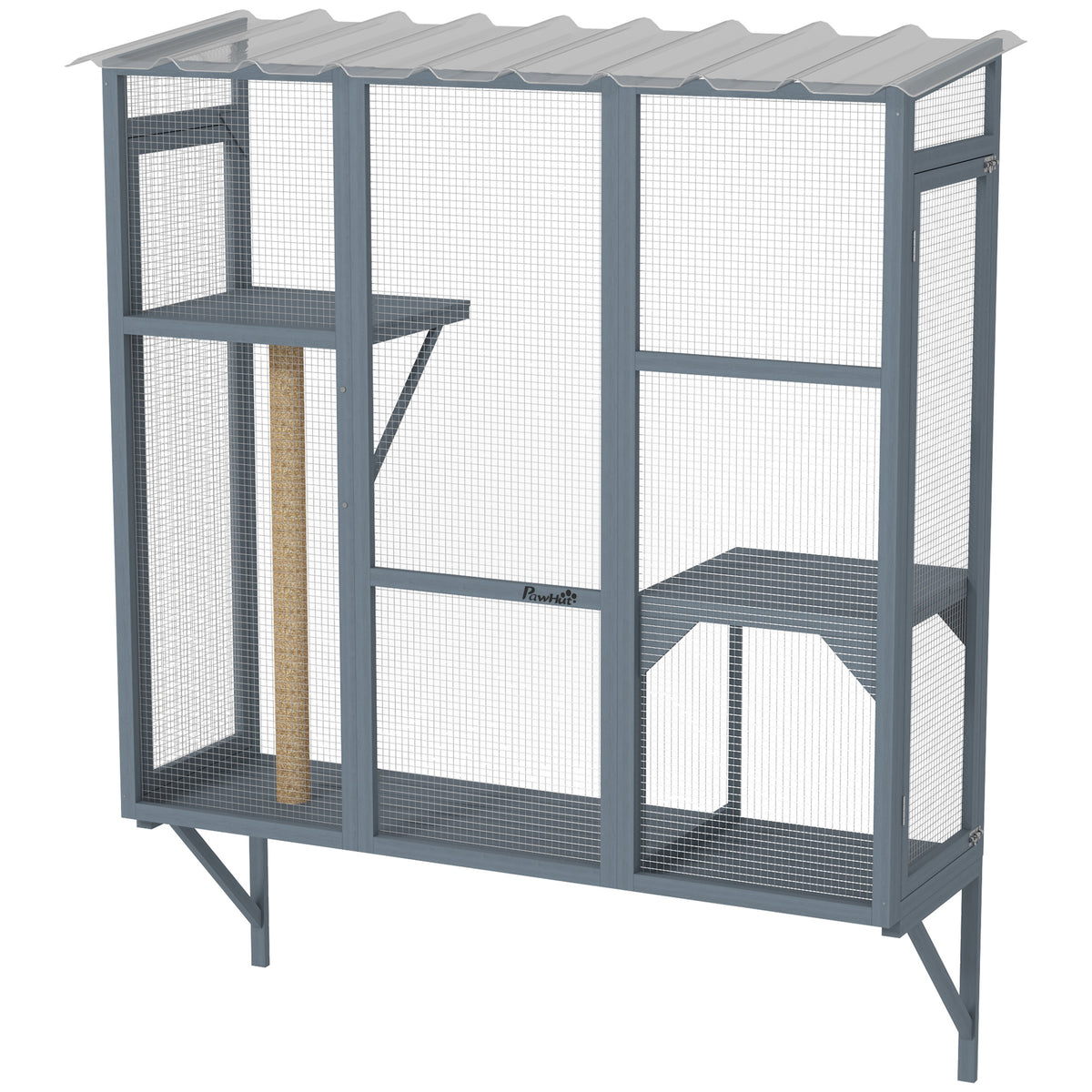 Outdoor Catio for 2-3 Large Indoor Cats – Gray / 730x600x80 mm