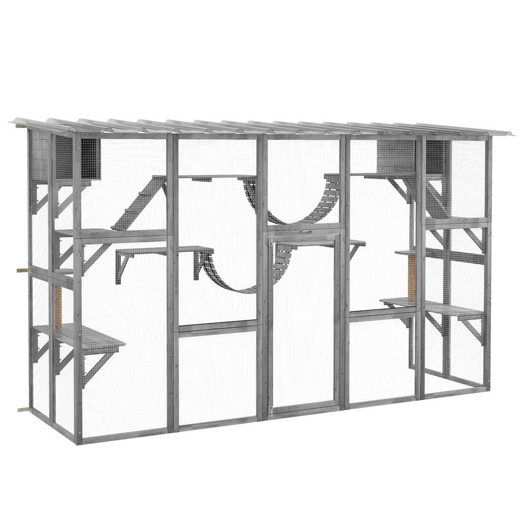 Catio Playground Cat Window Box Enclosure for Urban Cats – Gray / 1070x520x255 mm