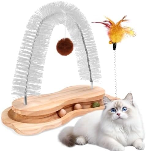 Cats Self Grooming Face Back Scratcher Rubbing Arch Post Corner Massager w/ Kitten Interactive Catnip Ball