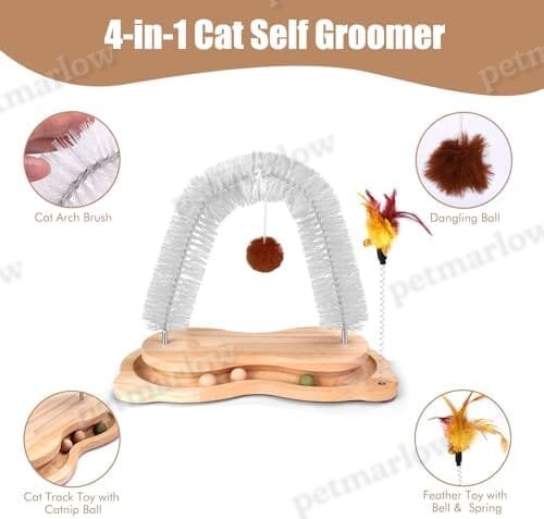 Cats Self Grooming Face Back Scratcher Rubbing Arch Post Corner Massager w/ Kitten Interactive Catnip Ball – view 3
