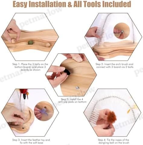 Cats Self Grooming Face Back Scratcher Rubbing Arch Post Corner Massager w/ Kitten Interactive Catnip Ball – view 5