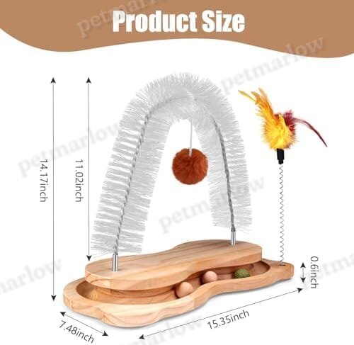 Cats Self Grooming Face Back Scratcher Rubbing Arch Post Corner Massager w/ Kitten Interactive Catnip Ball – view 6