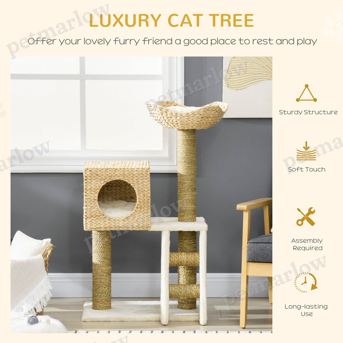 Cattail Weave Cat Tree for Indoor Cats – view 3