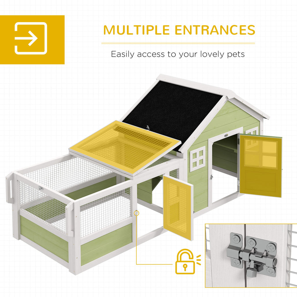 64 Inch Rabbit Hutch with Asphalt Roof and Wheels – view 7