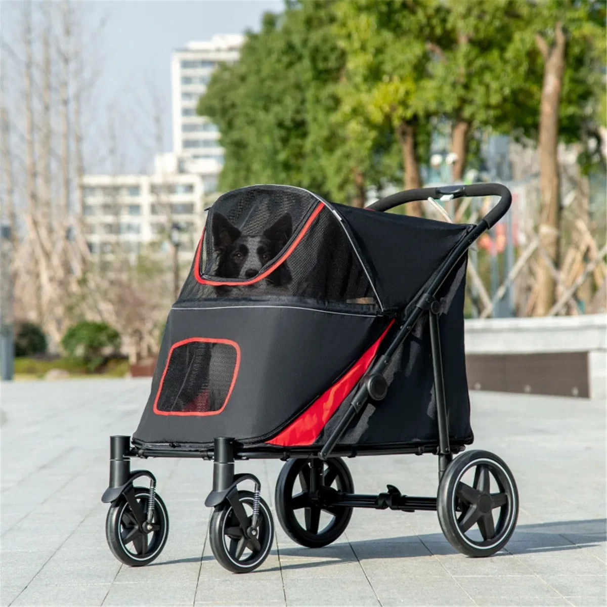Dog Stroller for Medium and Large Pets with Safety Leashes – view 8