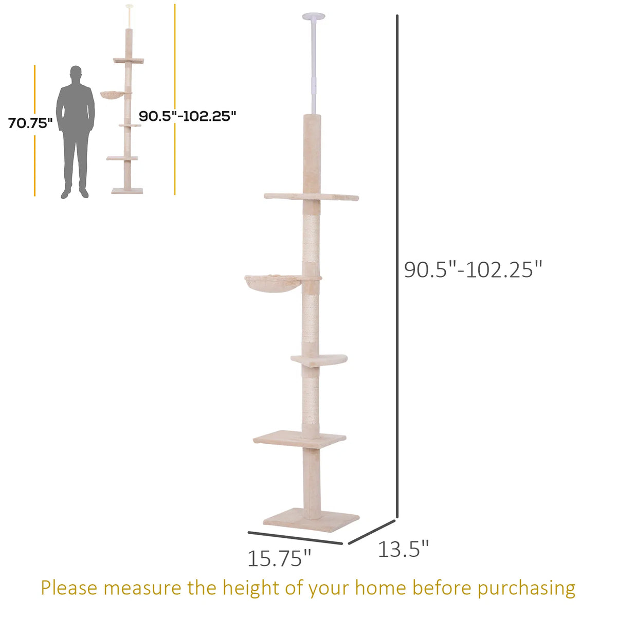 8.5ft Cat Climbing Tree 5-Tier Activity Center – view 7