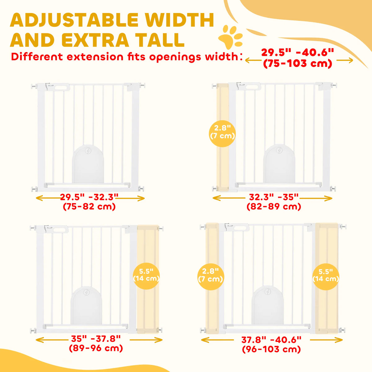 Extra Wide Pet Gate Barrier with Small Door for Dogs – view 7