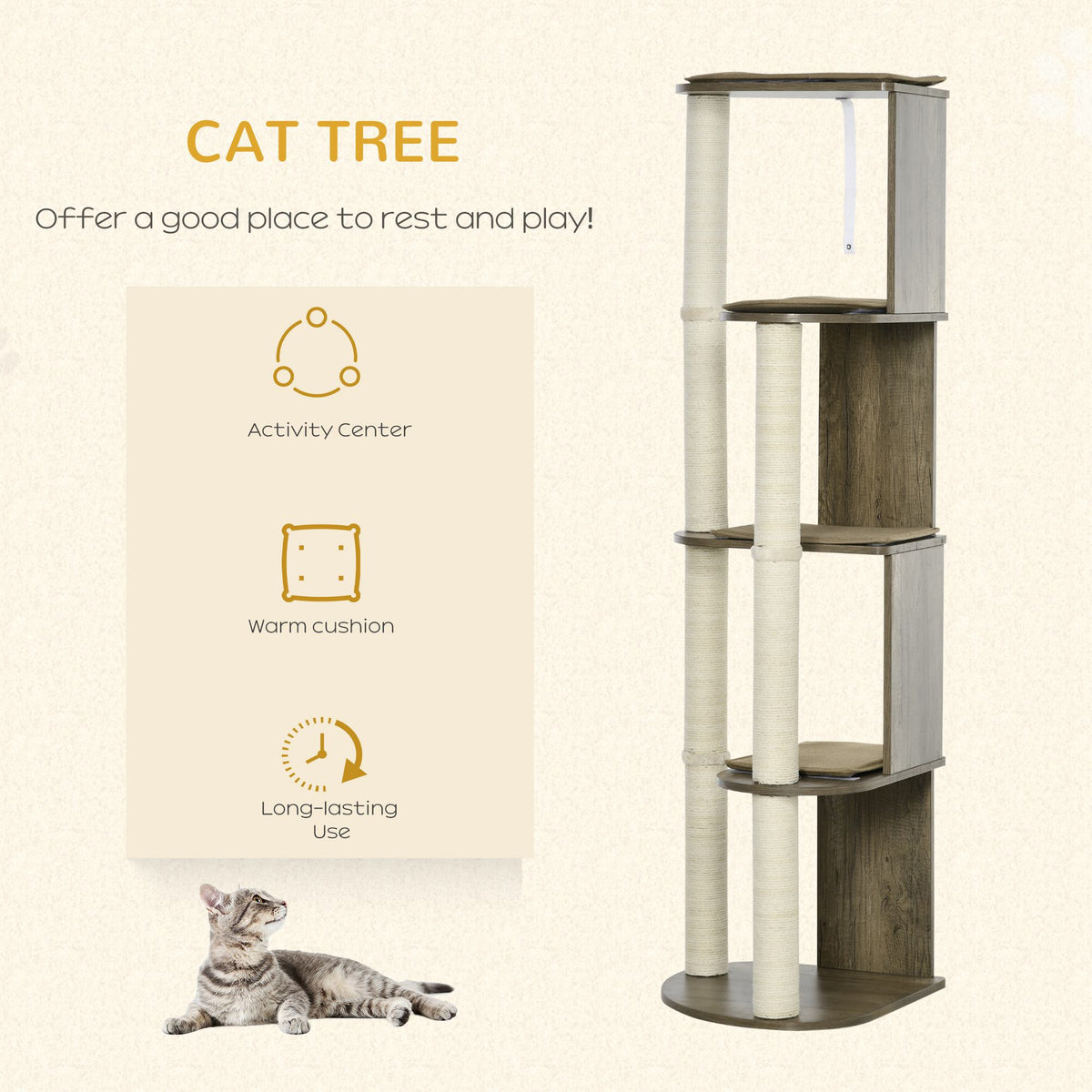 65" Corner Modern Cat Tree Tall for Climbing – view 8