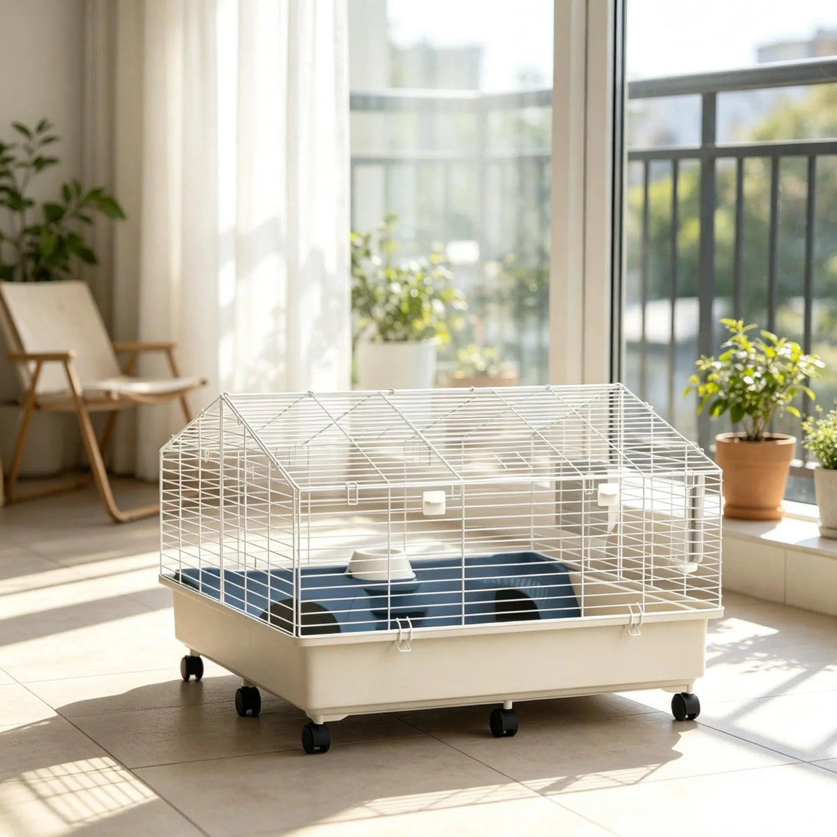 Rolling Small Animal Cage with Accessories for Rabbits and Guinea Pigs – view 9