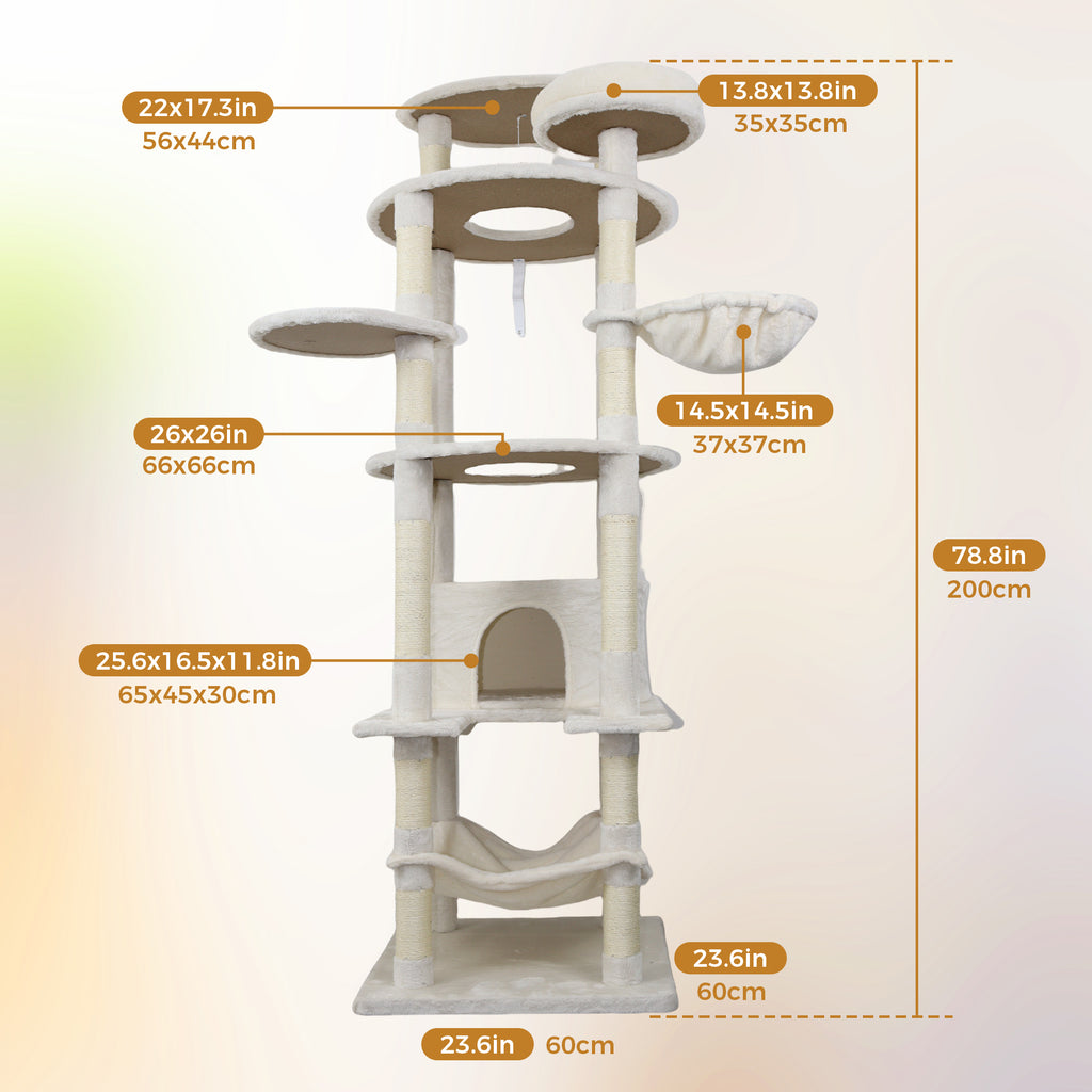 Beige Cat Tree Tower with Large Condo and Scratching Post – view 8